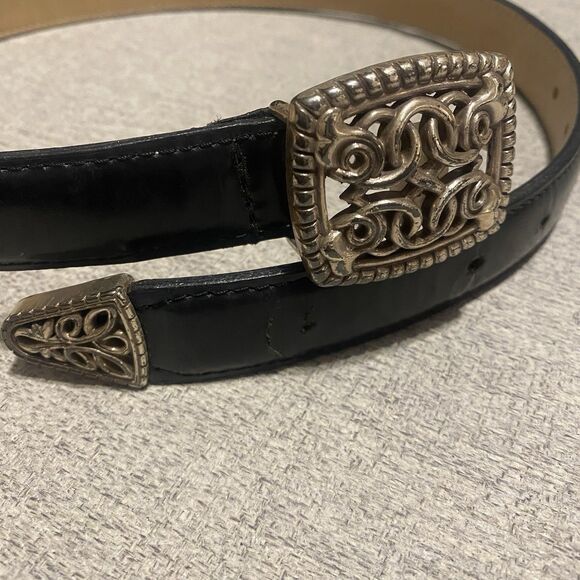 Vtg Navasota Genuine Leather S Black Belt Ivan Leatherworks Buckle Western USA